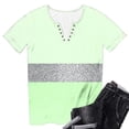 thumbnail image 2 of TaTaai Women's Casual V-Neck T-Shirt Soft Cotton Relaxed Fit Short Sleeve Button Placket All-over Random Print Spring Summer Daily Wear Fashion Lightweight Ladies Top Gift, 2 of 6