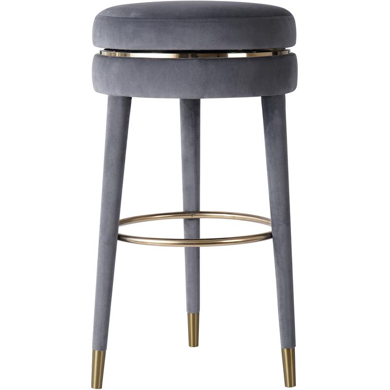 Black Velvet Contemporary Upholstered Counter Height Stool with Durable Steel Base 19 W x 17.5 D x 31 H Meridian Furniture Ezra Collection Modern
