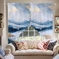 thumbnail image 2 of Abstract Scenery Art Swag Valances for Windows 2 Pack Mountain Lake Sky Blue Gradient Swag Kitchen Curtains 36 Inches Long Rod Pocket Short Window Treatment for Kitchen Bathroom 36"x36", 2 of 8