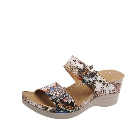 

Womens Summer Retro Casual Flowers High-heeled Flat-bottomed Ladies Wedge Slippers Open Toe Slide Sandals Comfortable Flats Flip-Flops Sandal Casual Platforms Wedge Sandals Heeled Sandals A10007