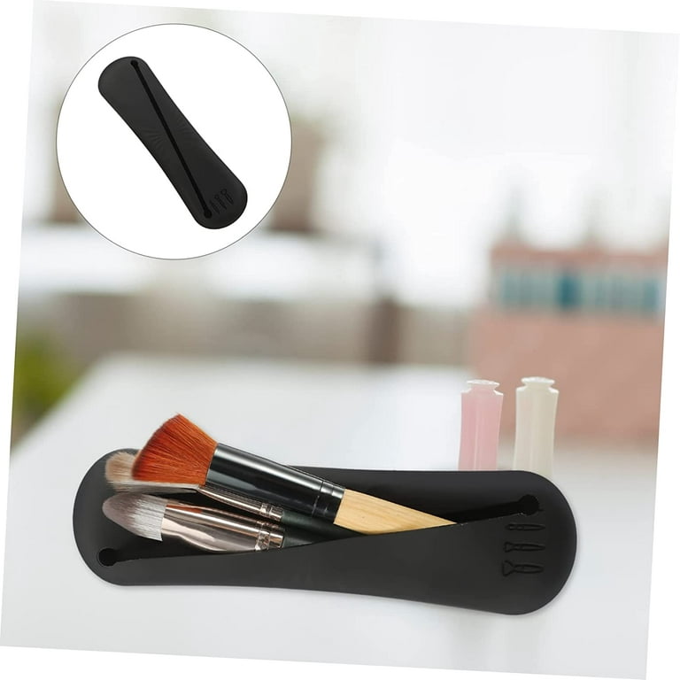 Makeup Brush Silicone Case Travel Makeup Bag Organizer Makeup Travel  Containers Travel Brushes Makeup 4pcs Makeup Brush Bag Makeup Brush  Container Silicone Makeup Brush Case Black 