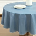 thumbnail image 3 of Home Bargains Plus Chambray Blue Café Hotel 70 inch Round Vinyl Dining Tablecloth with Flannel Backing, 3 of 9
