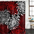 thumbnail image 3 of Red White Waterproof Fabric Shower Curtain,Abstract Black Chrysanthemum Flower Floral Waterproof Fabric Shower Curtain for Bathroom Curtains Bathtubs Shower Curtains with 12 Hooks Extra Long 72x96, 3 of 8