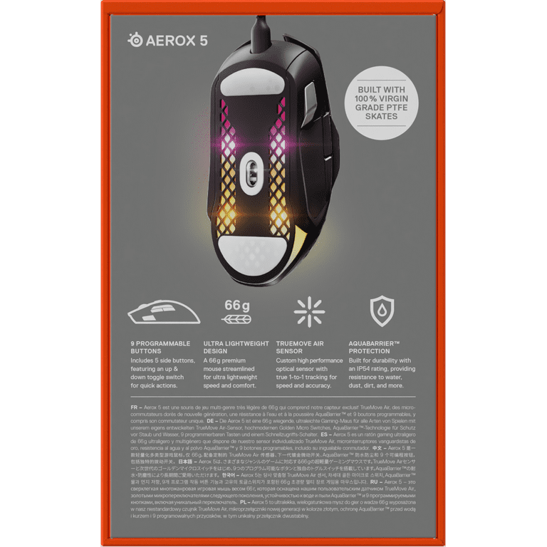 steelseries AEROX5　66グラムｇ Amazon.com: SteelSeries Aerox 5 Wireless - Holey RGB Gaming