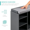 thumbnail image 4 of Best Choice Products 46in Shoe Storage Organization Rack Bench for Entryway, Bedroom w/ Padded Seat, 10 Cubbies - Gray, 4 of 7