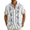 thumbnail image 3 of Havenx Men's Dress Shirt Short Sleeve Floral Print Shirt Button Down Collared Blouse Hawaiian Casual Stylish Beach Summer Wear,White L, 3 of 5