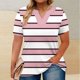 thumbnail image 4 of Mujeres Tops Casual V-Cuello Impreso Oversized Mangas Cortas Camiseta Top, Poliéster Verano Primavera, 4 of 5