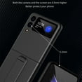 thumbnail image 5 of Nalacover Folding Case for Samsung Galaxy Z Flip 3, Carbon Fiber Rugged PC Anti-Scratches Lens Protection Cover with Hidden Bracket Screen Protection Wireless Charging Case,Cyanblue, 5 of 7