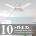 thumbnail image 3 of 52" White/Gold Smart Wifi Flush Ceiling Fan with Dimmable LED Light & Remote for Indoor Home, 3 of 10