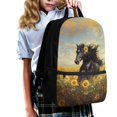 thumbnail image 3 of Uourmeti Horse Sunflower Print Backpack, Adjustable Comfort Shoulder Student Bookbag 17 Inch School Backpack for Travel Outdoor, 3 of 6