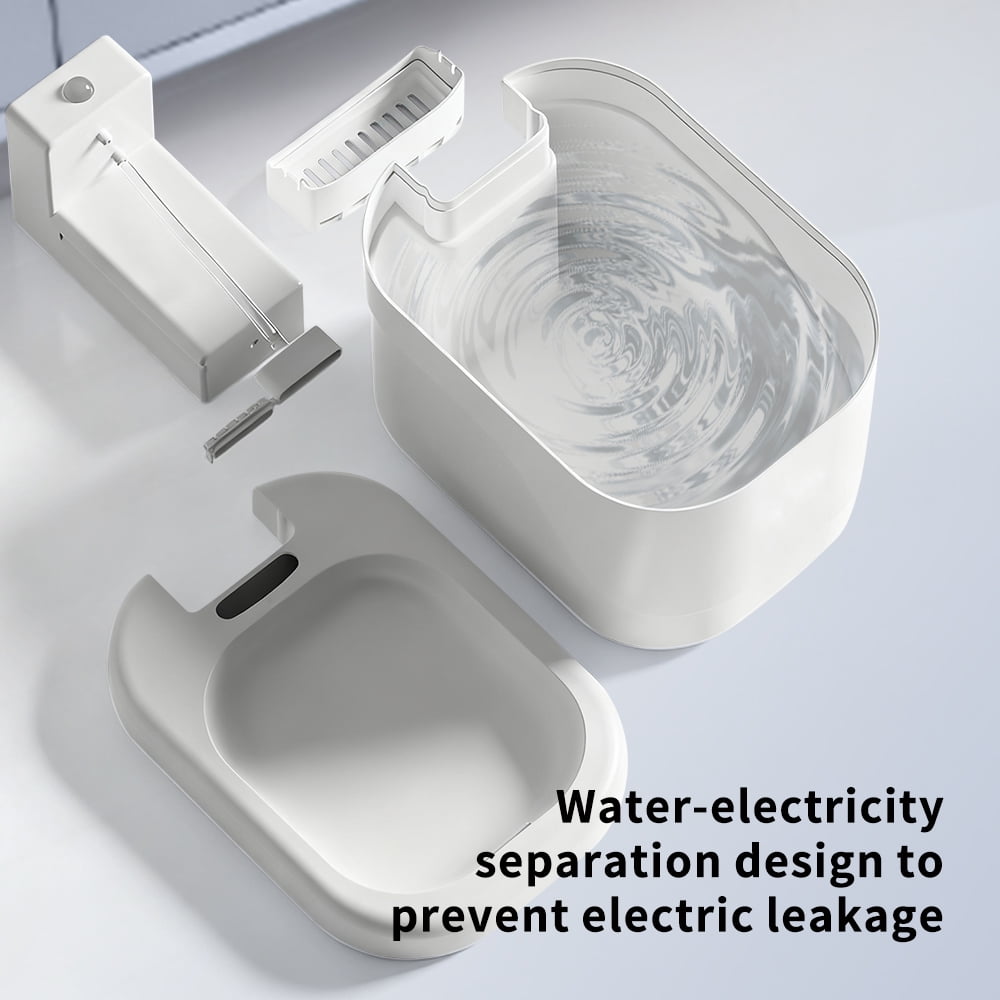 ZephyPaws Small Sugar Pet Water Dispenser,2000ML Smart Sensing Water Fountain for Cats and Dogs,Multi-Layer Filtration System,2500mAh Long Range Lithium Battery,Automatic USB Rechargeable,White
