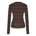 thumbnail image 6 of Aboser Striped Long Sleeve T Shirts for Women Y2k Clothes Slim Fit Basic Tees Casual Round Neck Tshirts Cozy Soft Undershirts Brown XL, 6 of 7