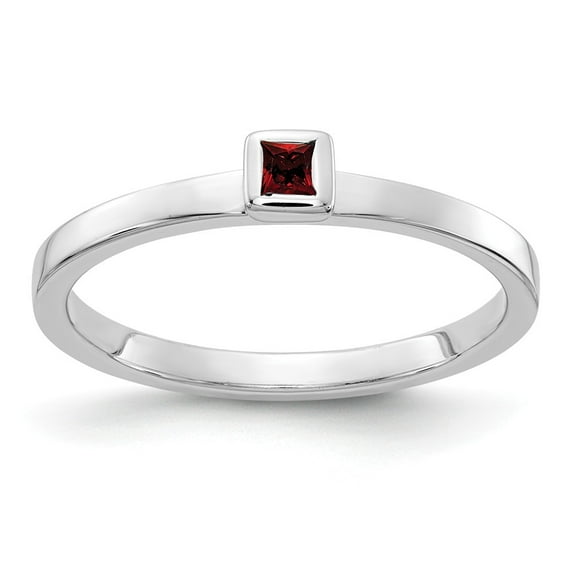 Solid 14k White Gold Garnet January Red Gemstone Engagement Ring Size 5.5