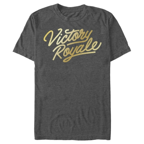 Men's Fortnite Victory Royale Gold Script  Graphic Tee Charcoal Heather Large