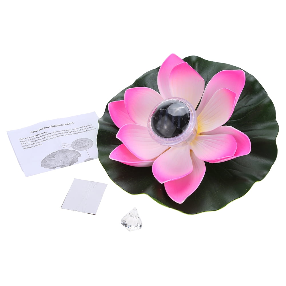 Lixada 0.1W Solar Powered Multi-Colored LED Lotus Flower Lamp RGB Water Resistant Outdoor Floating Pond Night Light Auto On/Off for Garden Pool Party Ideal Gift Red 