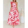thumbnail image 2 of Vestido largo ZESICA 2025 con estampado floral bohemio de un solo hombro para mujer, 2 of 7