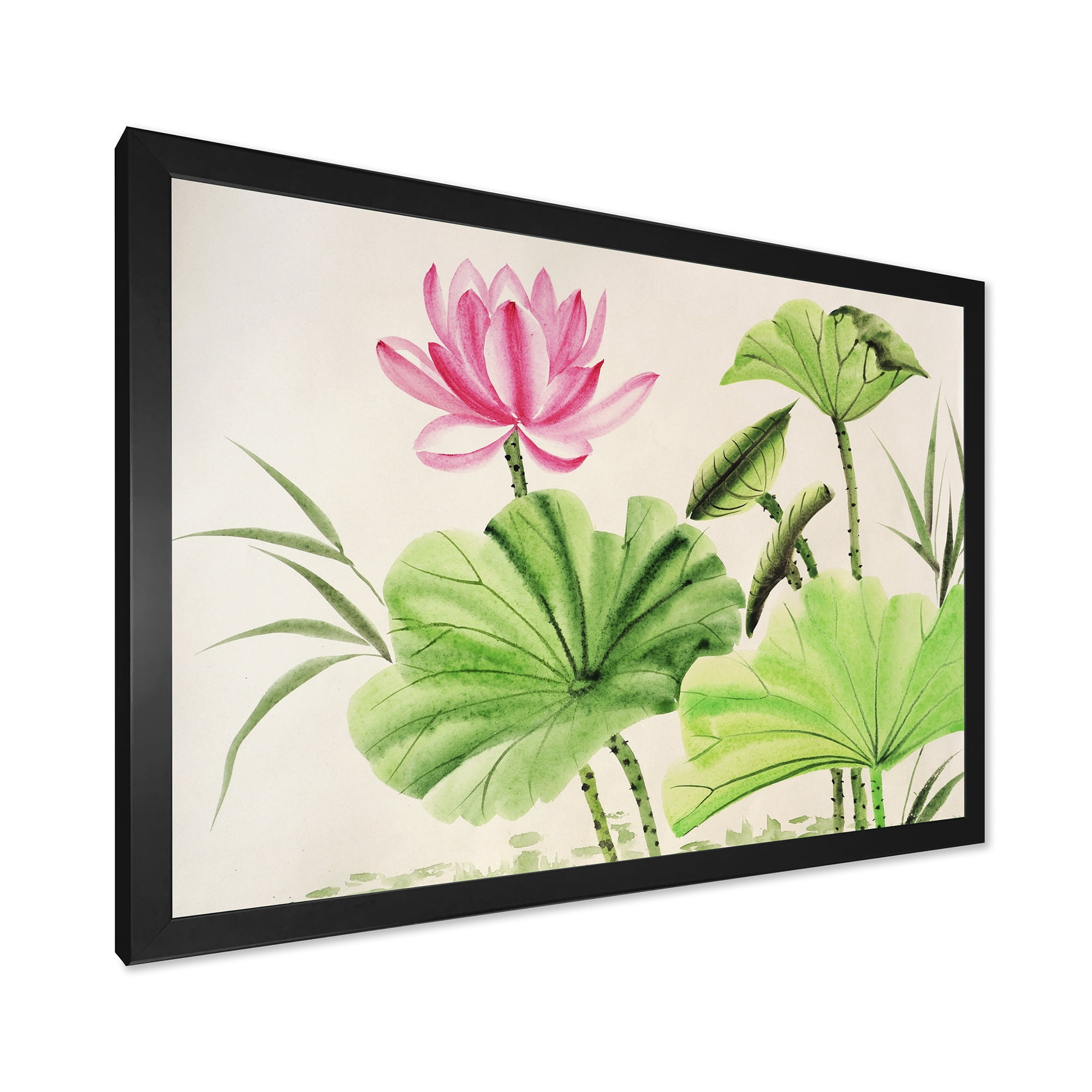 Designart 'Ancient Pink Lotuses In The Pond V' Traditional Framed Art Print