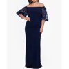 XSCAPE Petite Off-The-Shoulder Balloon-Sleeve Mermaid Gown