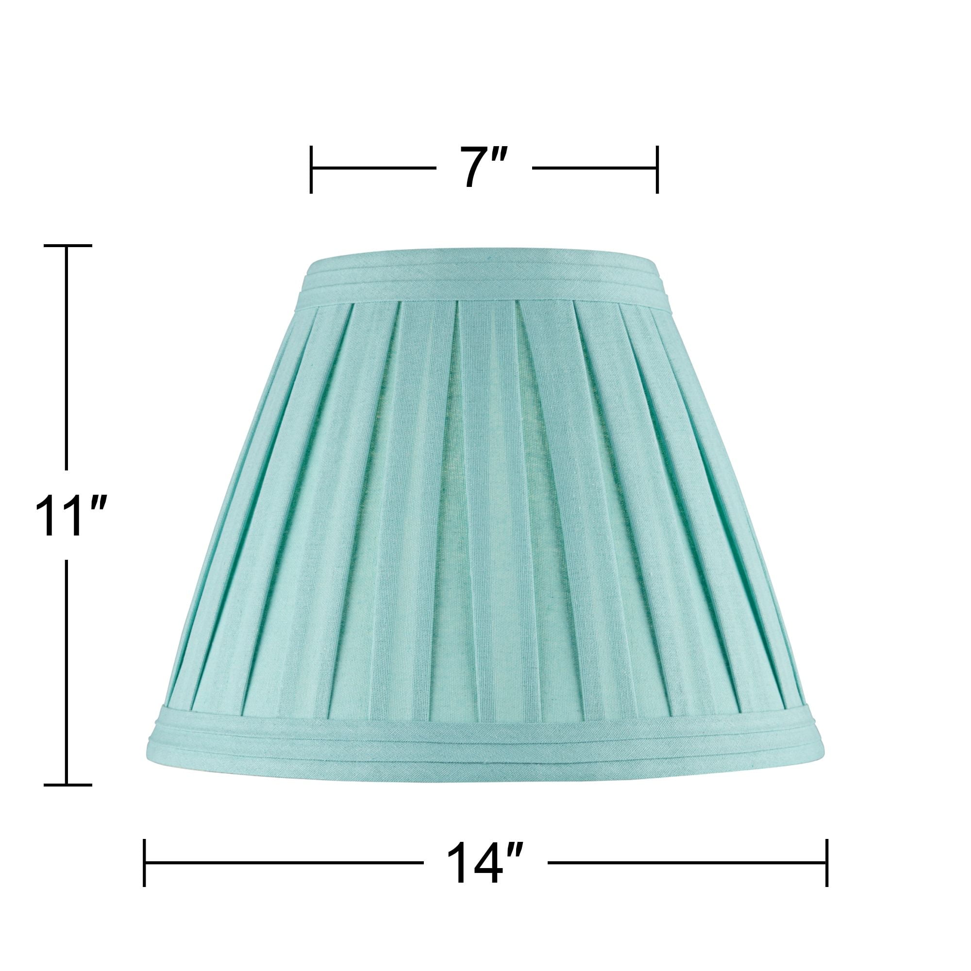 Springcrest Set of 2 Pleat Empire Lamp Shades Turquoise Blue Medium 7" Top x 14" Bottom x 11" High Spider Harp and Finial Fitting