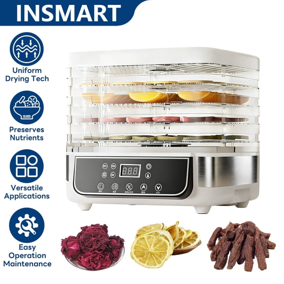 INSMART Food Dehydrator Machine,5 Trays with 95-158℉ Temperature Control and 72-Hour Timer,160W Dryer for Fruit, Herbs, Meat, Veggies and Dog Treats
