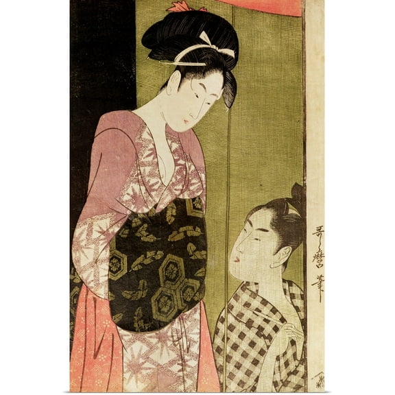 Great BIG Canvas | Rolled Kitagawa Utamaro Poster Print entitled A Man Painting a Woman