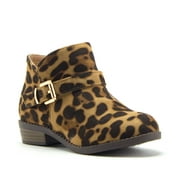 Jazamé Girls' Ankle High Zipped Suede Round Toe Dress Boots, Leopard, 11