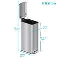 thumbnail image 2 of SolaceCove 8 Gallon Stainless Steel Trash Can, Soft Close Lid, Slim Foot Pedal Garbage Can with Removable Inner Bucket for Kitchen Home Office, 2 of 7