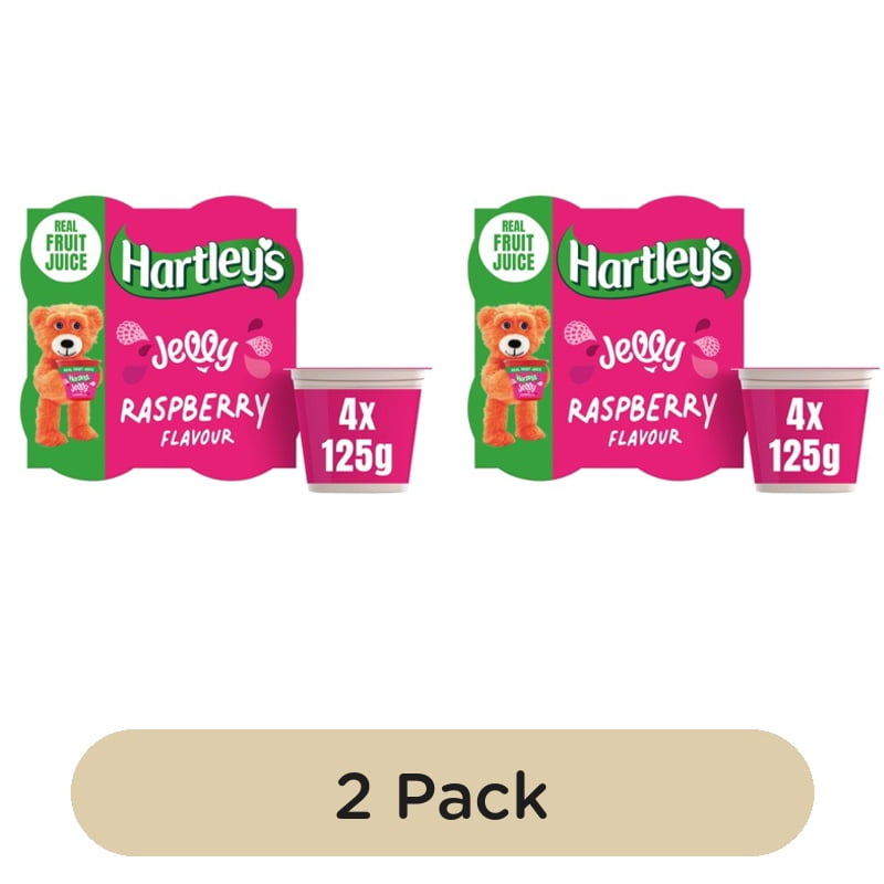 Hartley's Raspberry Jelly 4 x 125g, British Import (Pack of 2)