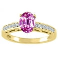 thumbnail image 2 of Tommaso Design� Oval 7x5mm Created Pink Sapphire Solitaire Engagement Ring, 2 of 9