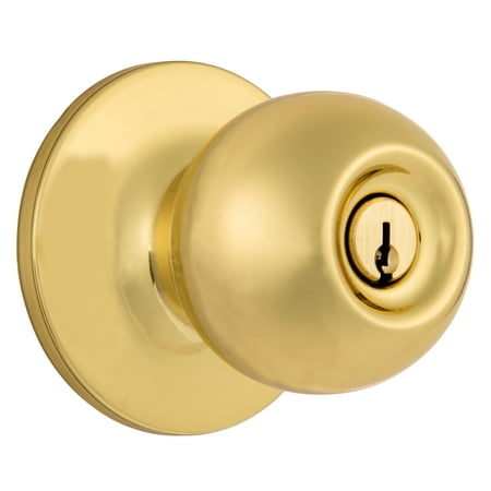 Brinks Polished Brass Keyed Ball Style Entry Doorknob