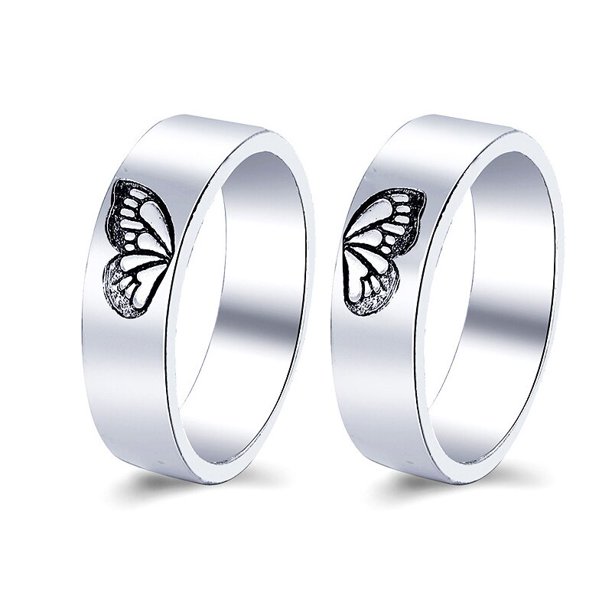 Juego de 2 uds de anillos de mariposa a la moda, anillos de amor para parejas, hombres, mujeres, niñas, regalo de fiesta del Día de San Valentín para novia, anillo de boda Gao Jinjia LED