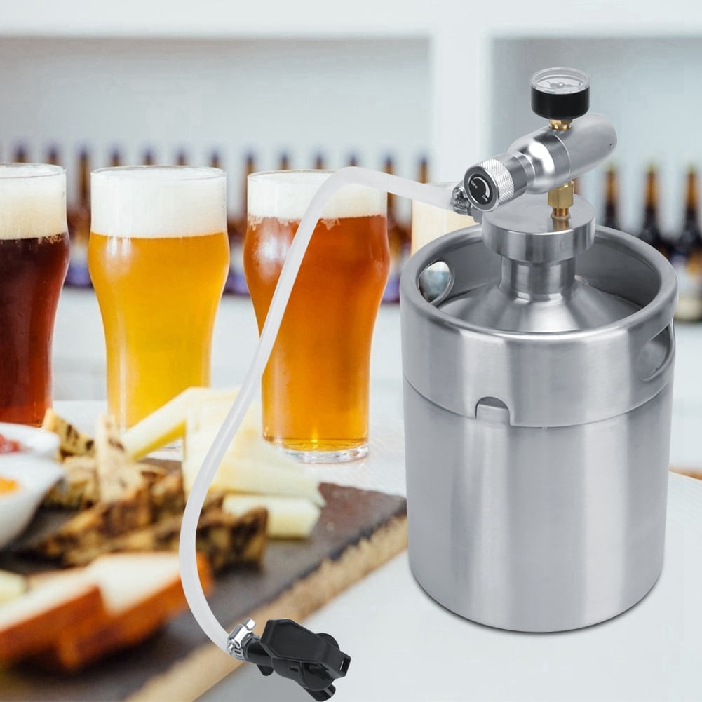 304 Stainless Steel Beer Keg Spear Tap Pressure Gauge Set with Screw for Brewing 