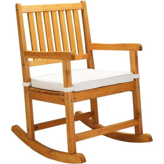 Matladin Outdoor Rocking Chair with Cushion, 450 lbs Heavy Duty, Wooden Weatherproof Patio Rocker for Outdoor or Indoors Use