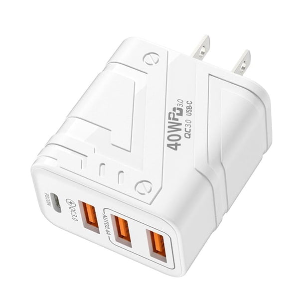 Estación De Carga Rápida De 40 W 3 Puertos Usb Y 1 Pd Cargador Eficiente Para Todos Tus Dispositivos Diseño Compacto Compatibilidad Universal