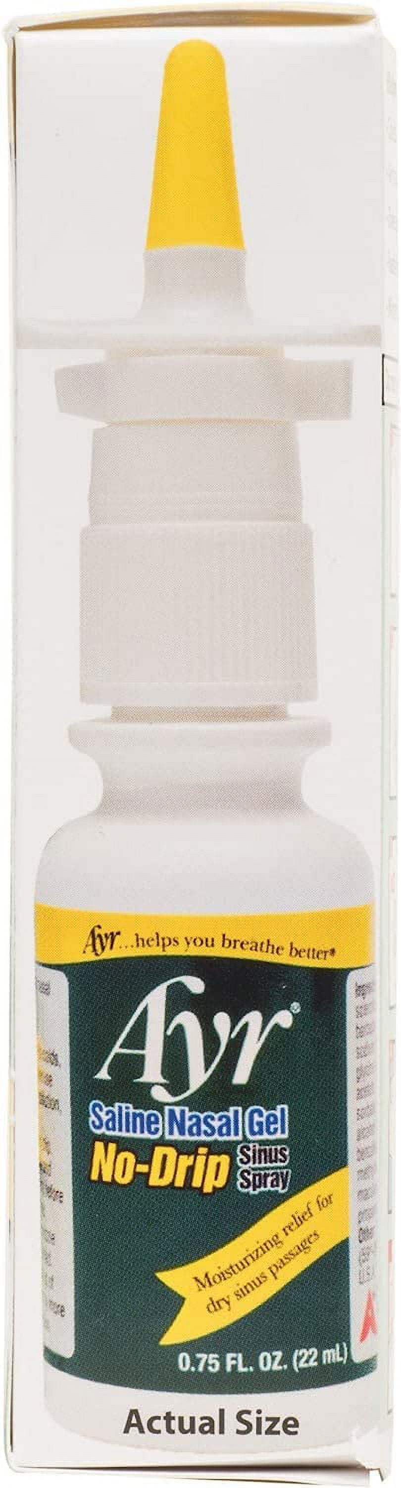 Ayr Saline Nasal Gel No-Drip Sinus Spray,0.75 Fl Oz (Pack of 3)