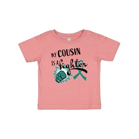 

Inktastic Ovarian Cancer Awareness My Cousin is a Fighter Gift Baby Boy or Baby Girl T-Shirt