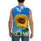 thumbnail image 4 of Fotbe Blue Sky Sunflower Men's Camiseta sin Mangas Estampada para Hombres, Playera Casual para Gimnasio, Entrenamiento, Playa-Large, 4 of 7