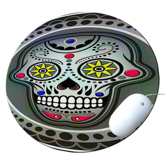 KuzmarK Round Mousepad / Hot Pad / Trivet - Sugarskull Nitro