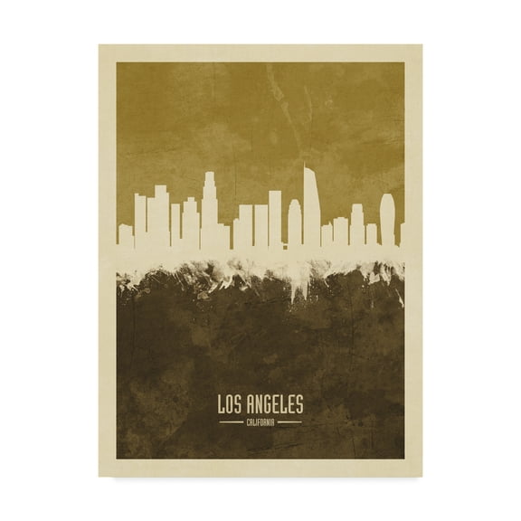 Trademark Fine Art 'Los Angeles California Skyline Brown' Canvas Art by Michael Tompsett