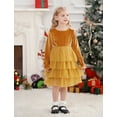 thumbnail image 4 of IDOPIP Toddler Baby Girls Christmas Velvet Dress Long Sleeve Ruffle Tulle Princess Dress, 4 of 9