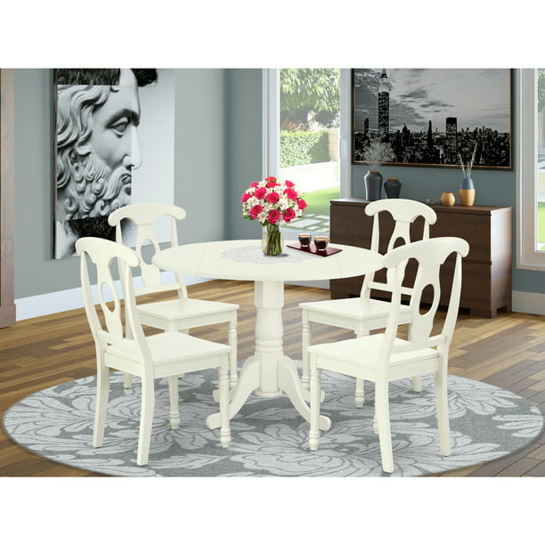 Dlke5 Lwh W 5pc Round 42 Inch Table, 42 Inch Round Dining Room Table With Leaf