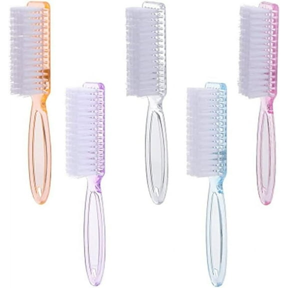 5 Pcs Handle Grip Nail Brushes Nail Arts Dust Cleaner Brush Colorful Long Handle Nail Cleaning Brushes Manicure Brush for Toes and Nails