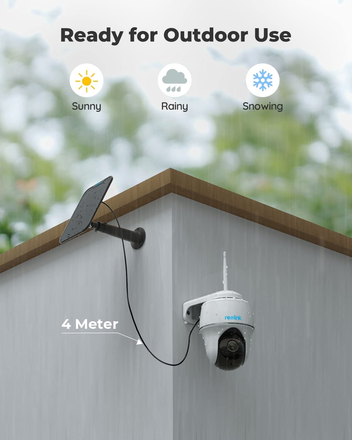 Reolink Argus PT Black Solar Panel, 2K Wifi Security Camera Wireless Outdoor, Pan Tilt Night Vision, Support Google Assistant/Alexa