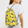 thumbnail image 6 of XMXT Drawstring Backpack, Yellow Fun Lemon Print Waterproof Gym Bag for Women, s, 6 of 8
