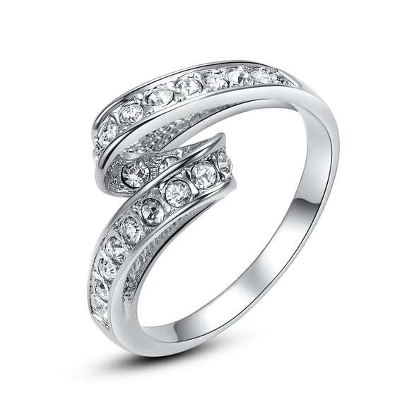 Yoursfs Swirl Design Eternity Anniversary Band Rings For Women Silver Cubic Zirconia Statement Costume Jewelry For Mother's Day Gift (Size 8)