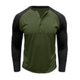 thumbnail image 1 of Lovzfmll Chandail Vintage à Boutons Raglan pour Hommes, Col Rond, Manches Longues, Contraste pour Style Vert Armée, 2TG, 1 of 6