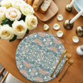 thumbnail image 2 of Teal Pink Round Placemats Set of 4 for Dinning Tables,Heat-proof Braided Table Mats 13 Inch,Vintage Floral Watercolor Boho Ethnic Washable Place Mat for Kitchen Restaurant Party Decor Table Setting, 2 of 9