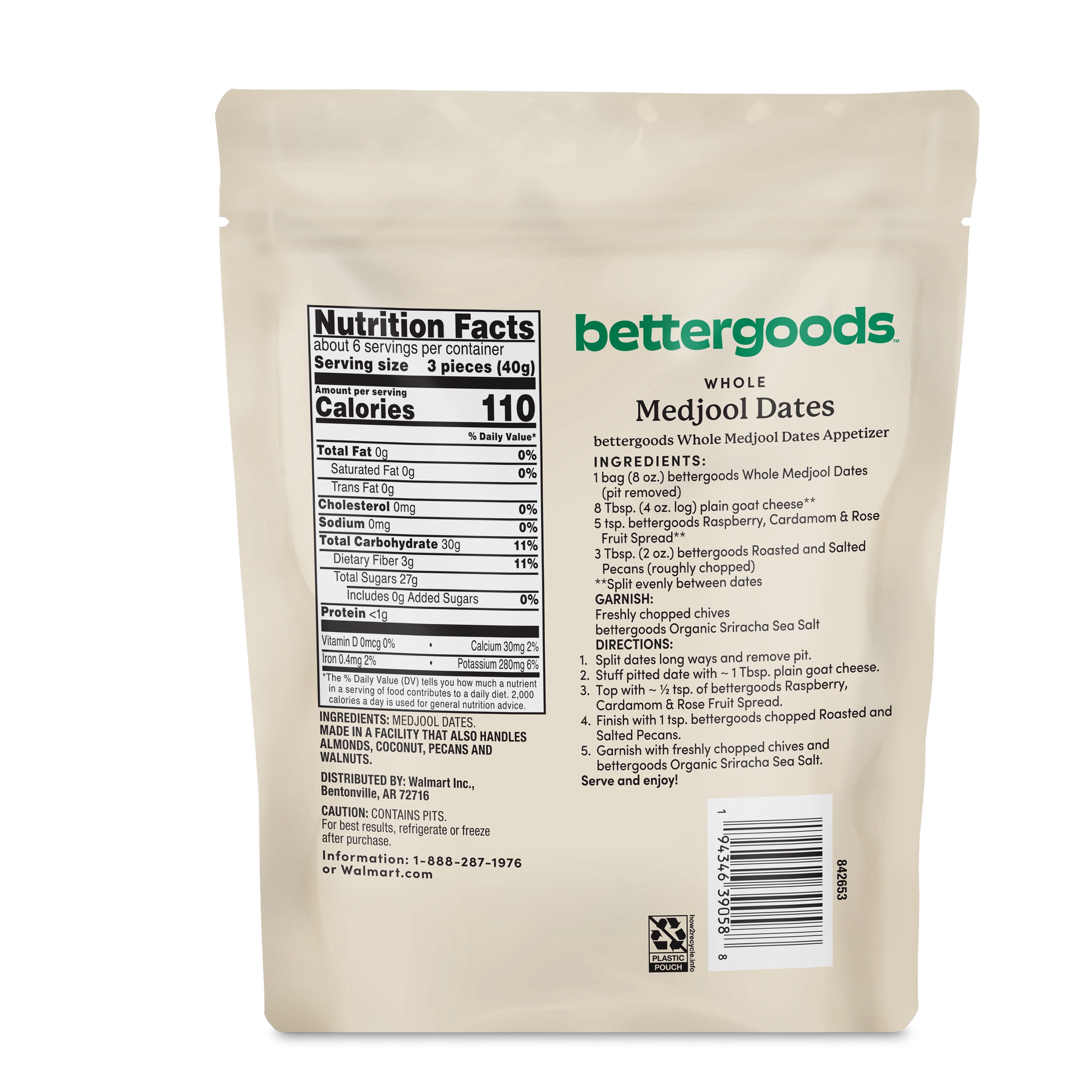 bettergoods Whole Medjool Dates Dried Fruit, 8 oz