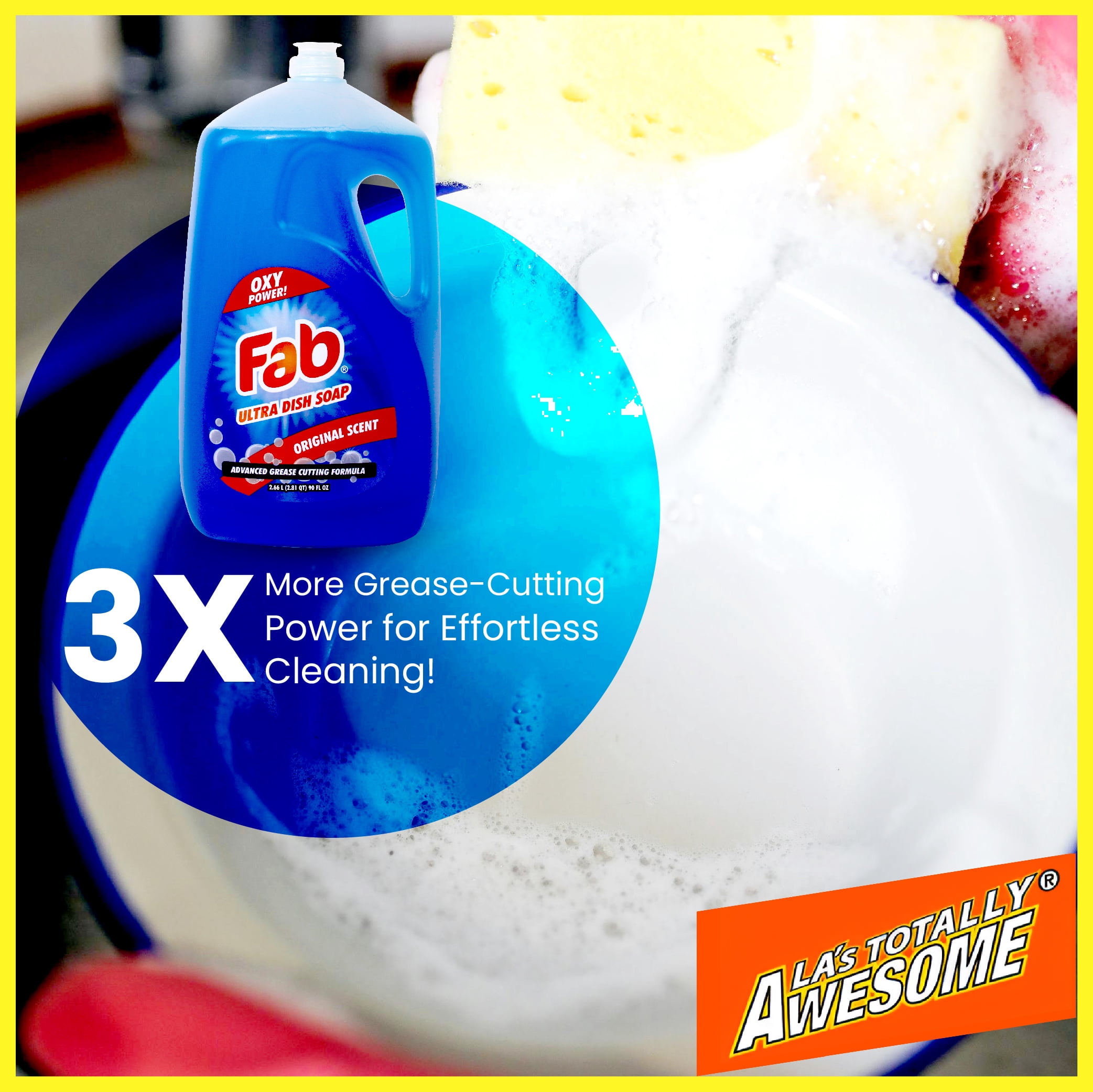 Fab Dishwashing Liquid Dish Soap, Original Scent, 90 fl oz (Pack of 2)