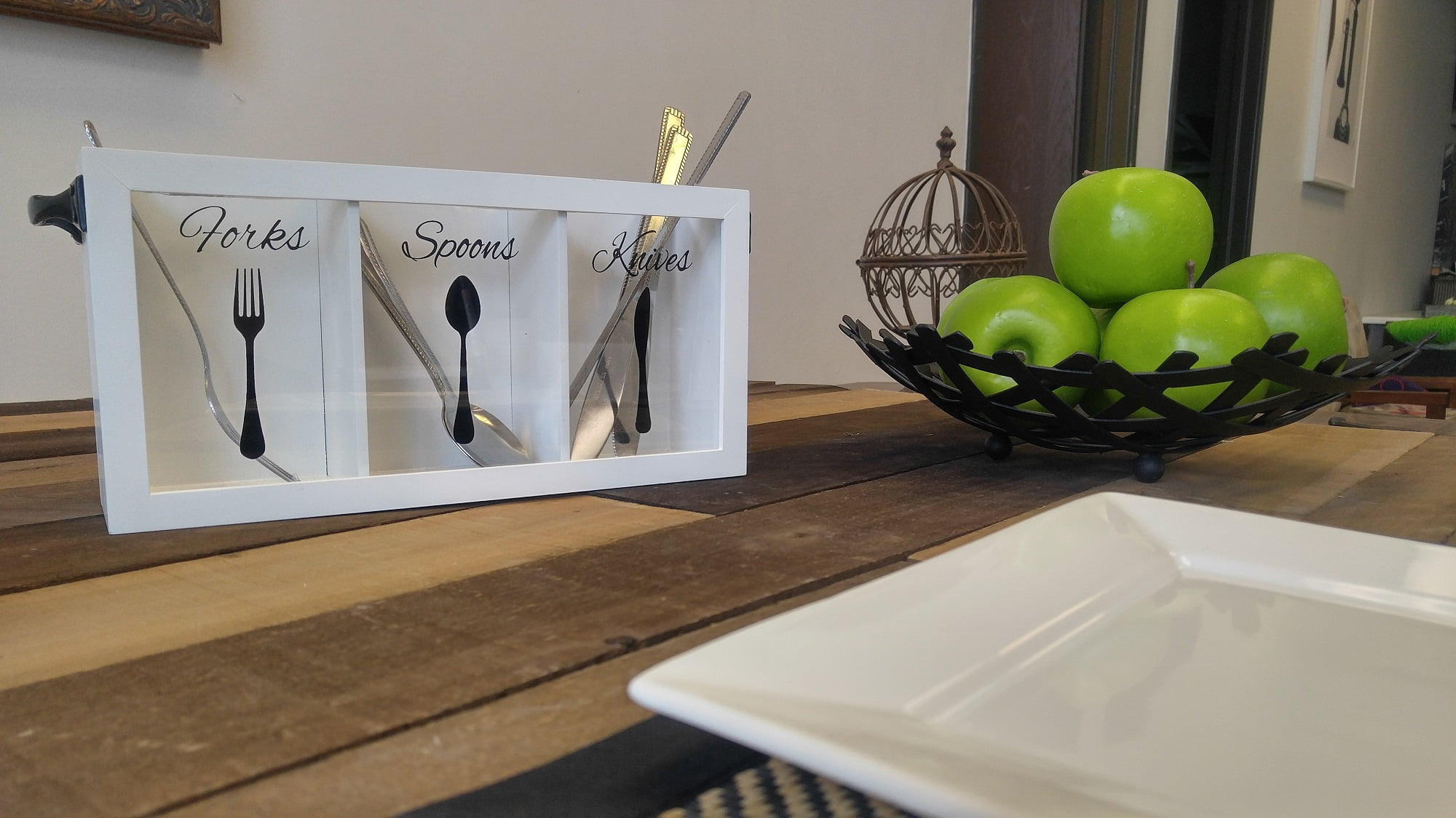 Blu Monaco Wooden Silverware Caddy